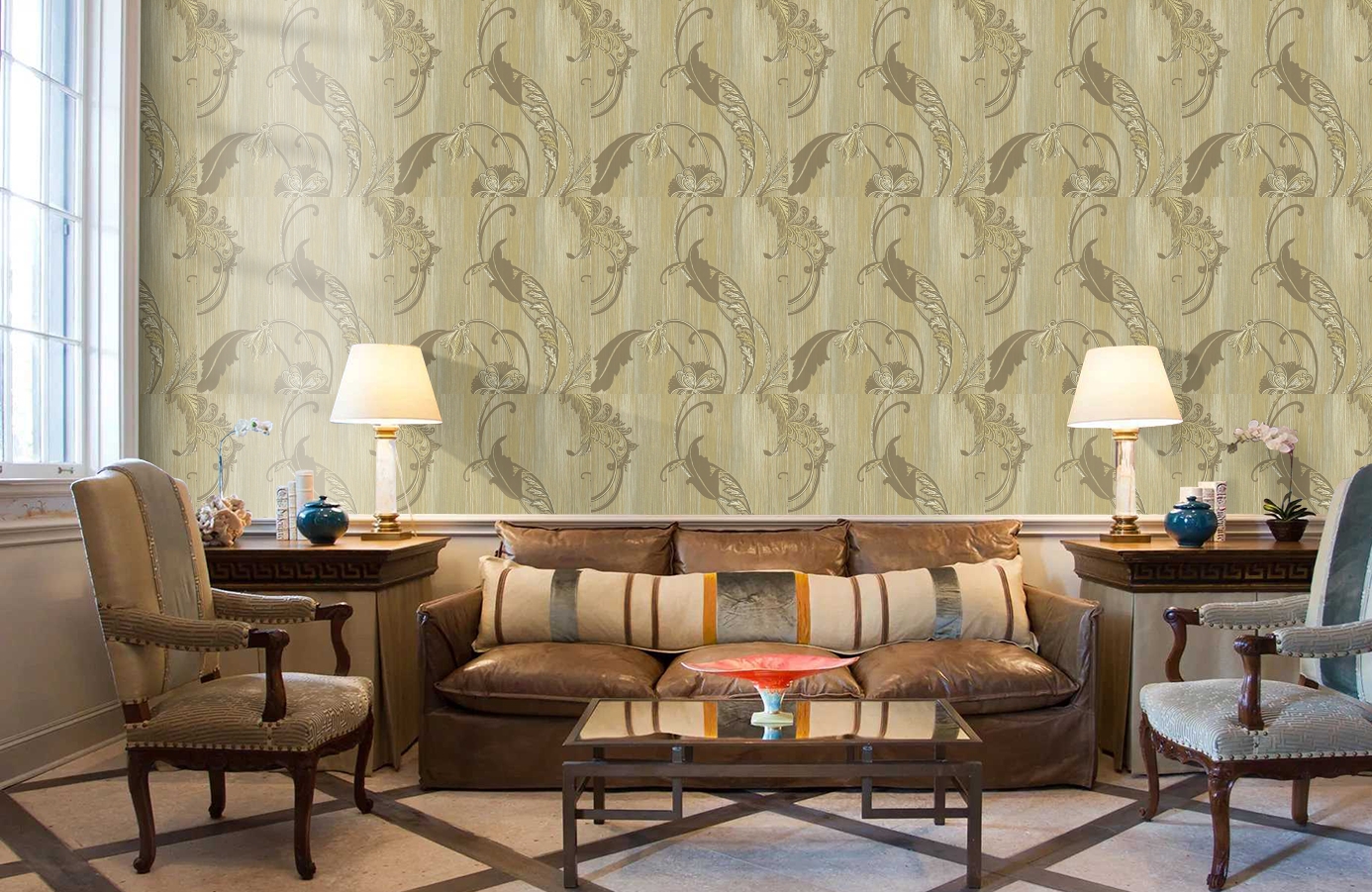 Обои DV40507 фото в интерьере кабинета