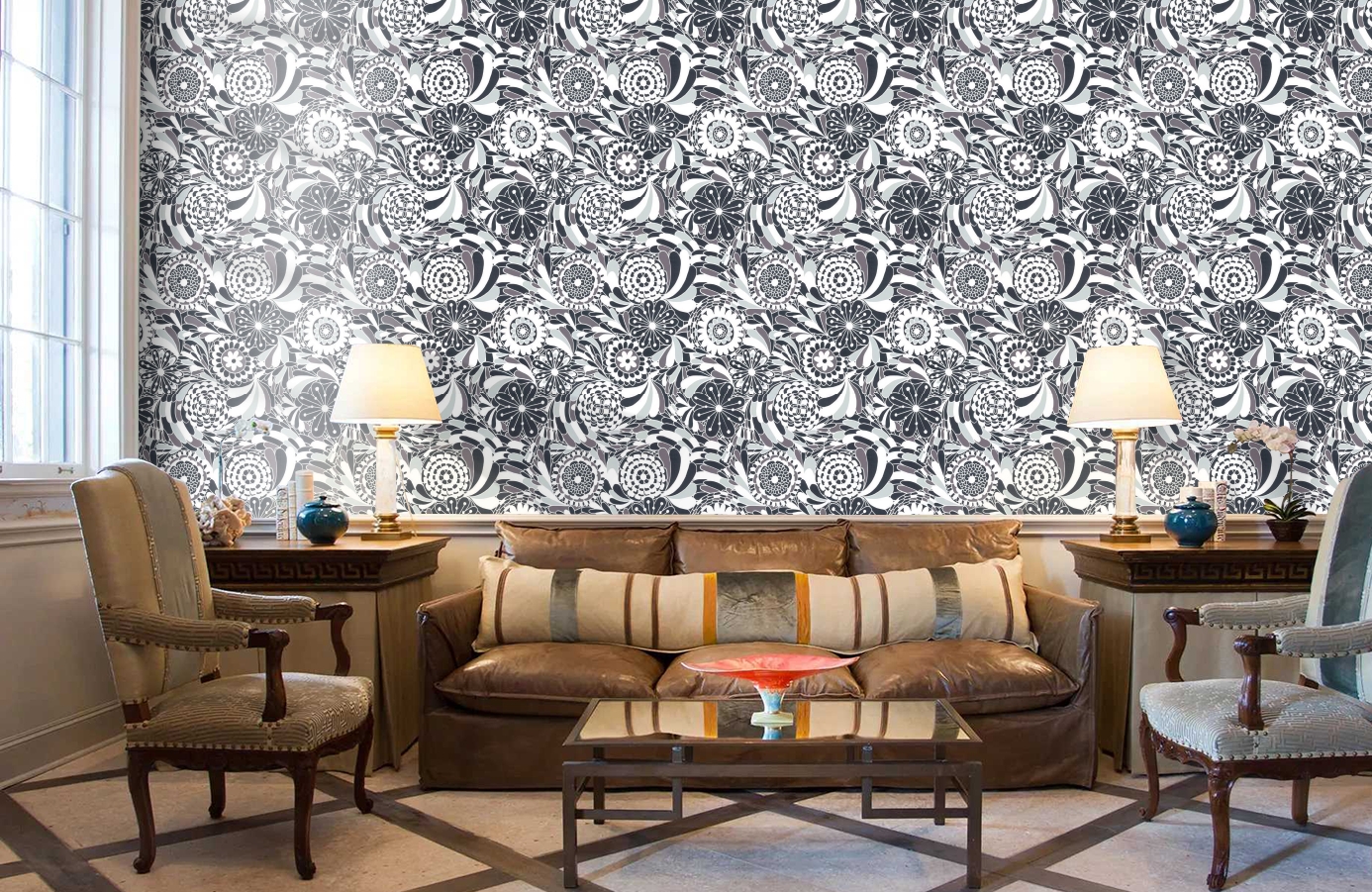 Обои 2005-1 фото в интерьере кабинета