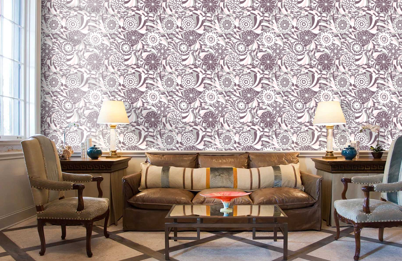 Обои 2005-3 фото в интерьере кабинета