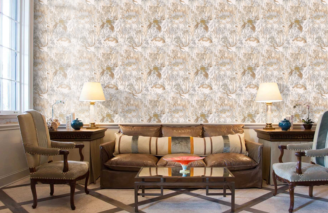 Обои 2006-2 фото в интерьере кабинета