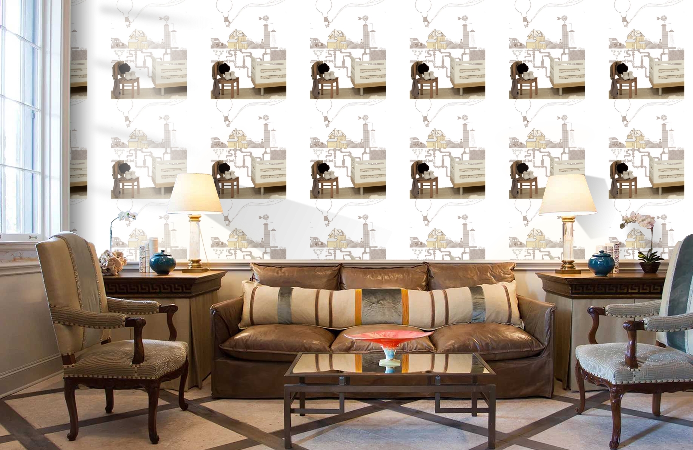 Обои M1003-1 фото в интерьере кабинета