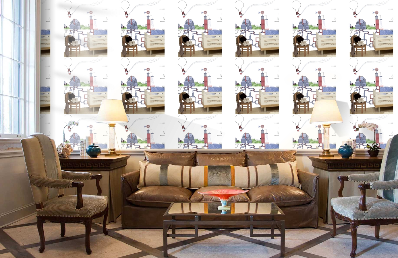 Обои M1003-3 фото в интерьере кабинета