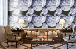 Обои Cargo Blue-white фото в интерьере кабинета превью