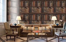 Обои Library B Leather фото в интерьере кабинета превью