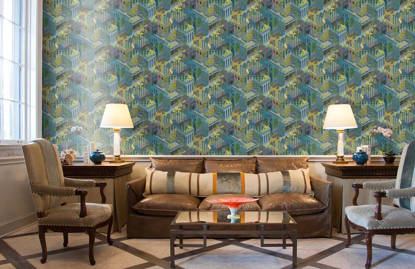 Обои 105-4018 фото в интерьере кабинета