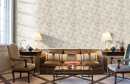 Обои Aviary Toile Bisque фото в интерьере кабинета превью