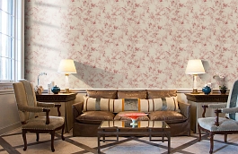 Обои Aviary Toile Rouge фото в интерьере кабинета превью