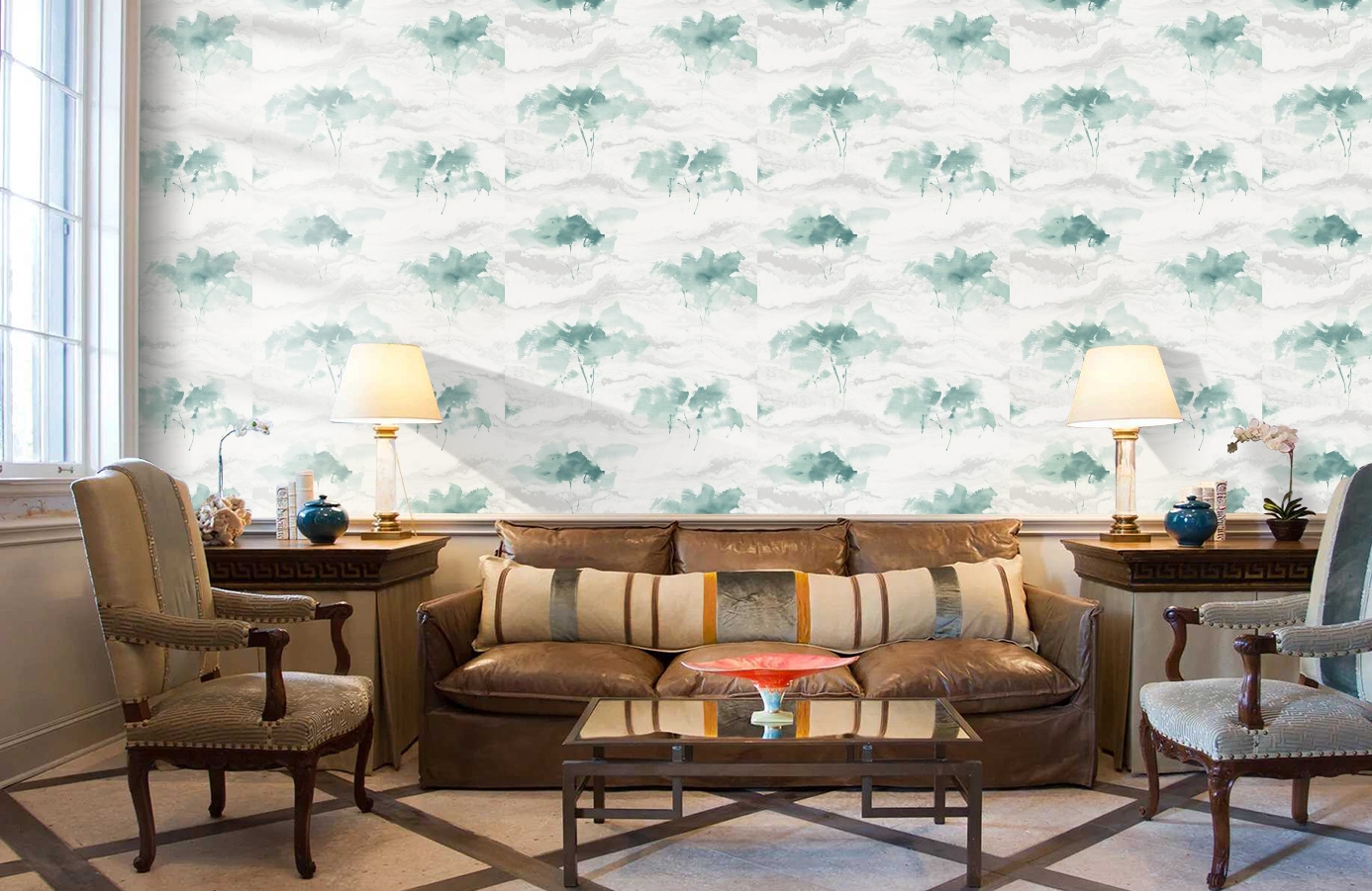 Обои AH40704 фото в интерьере кабинета