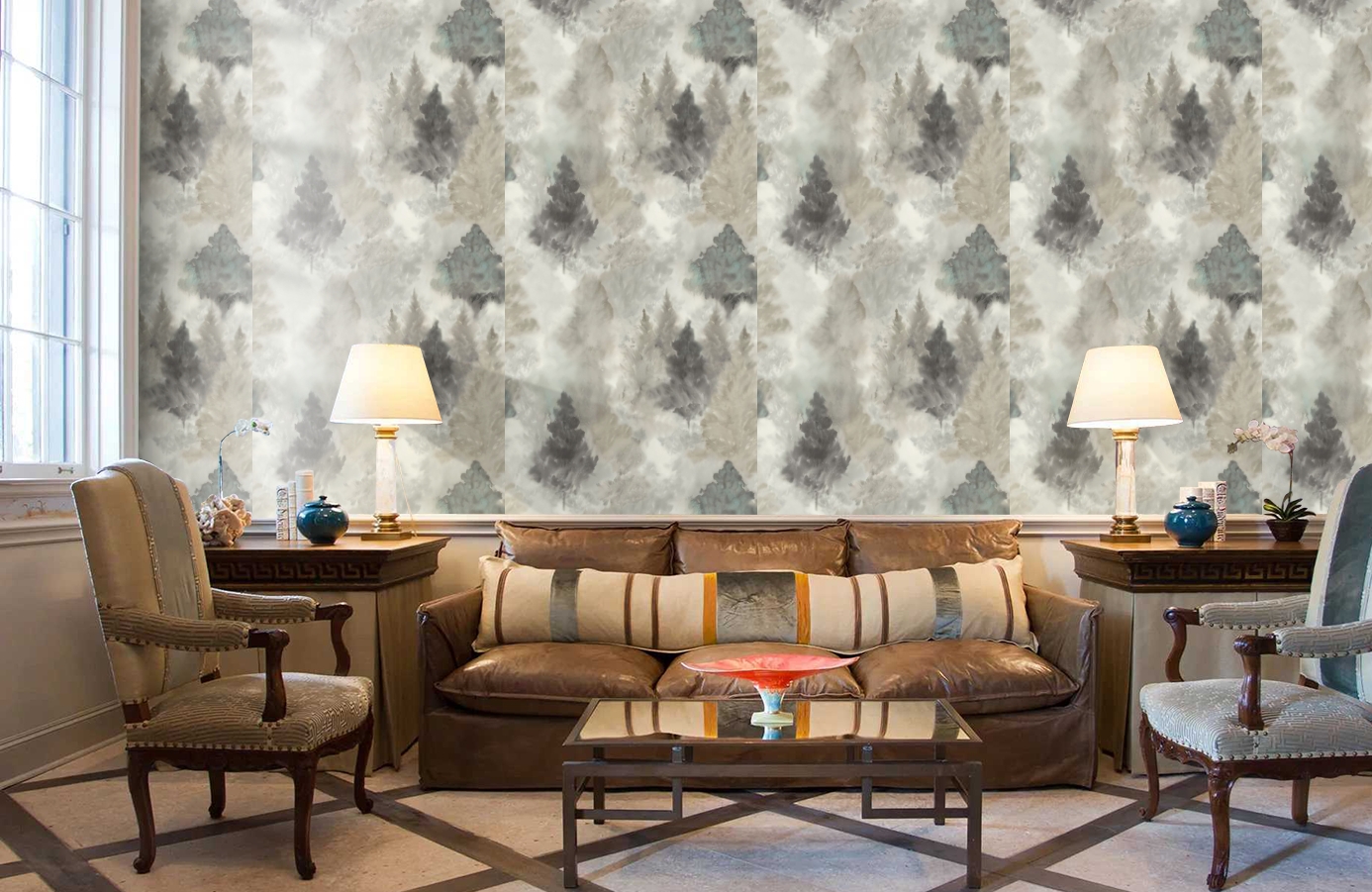 Обои AH41200 фото в интерьере кабинета