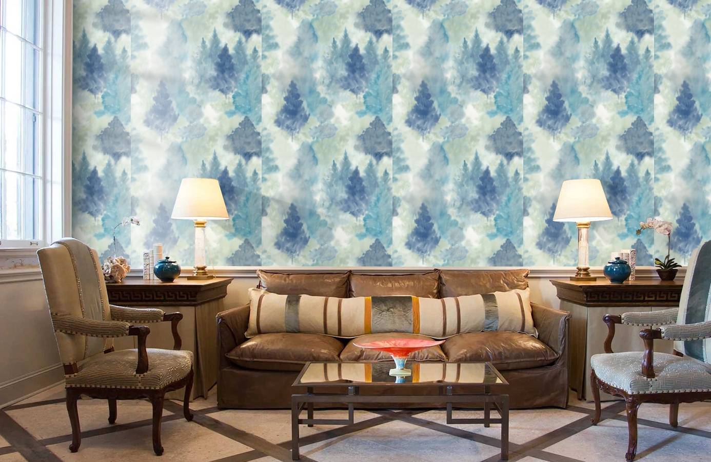 Обои AH41202 фото в интерьере кабинета