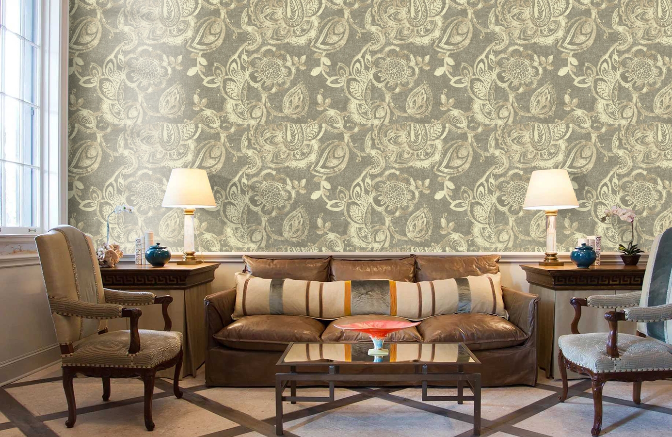 Обои DV40408 фото в интерьере кабинета