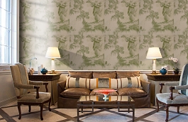 Обои Chinesetoile-Lotusgreen-W фото в интерьере кабинета превью