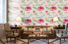 Обои W16.0001.W01 BIRDS.410 W- фото в интерьере кабинета превью