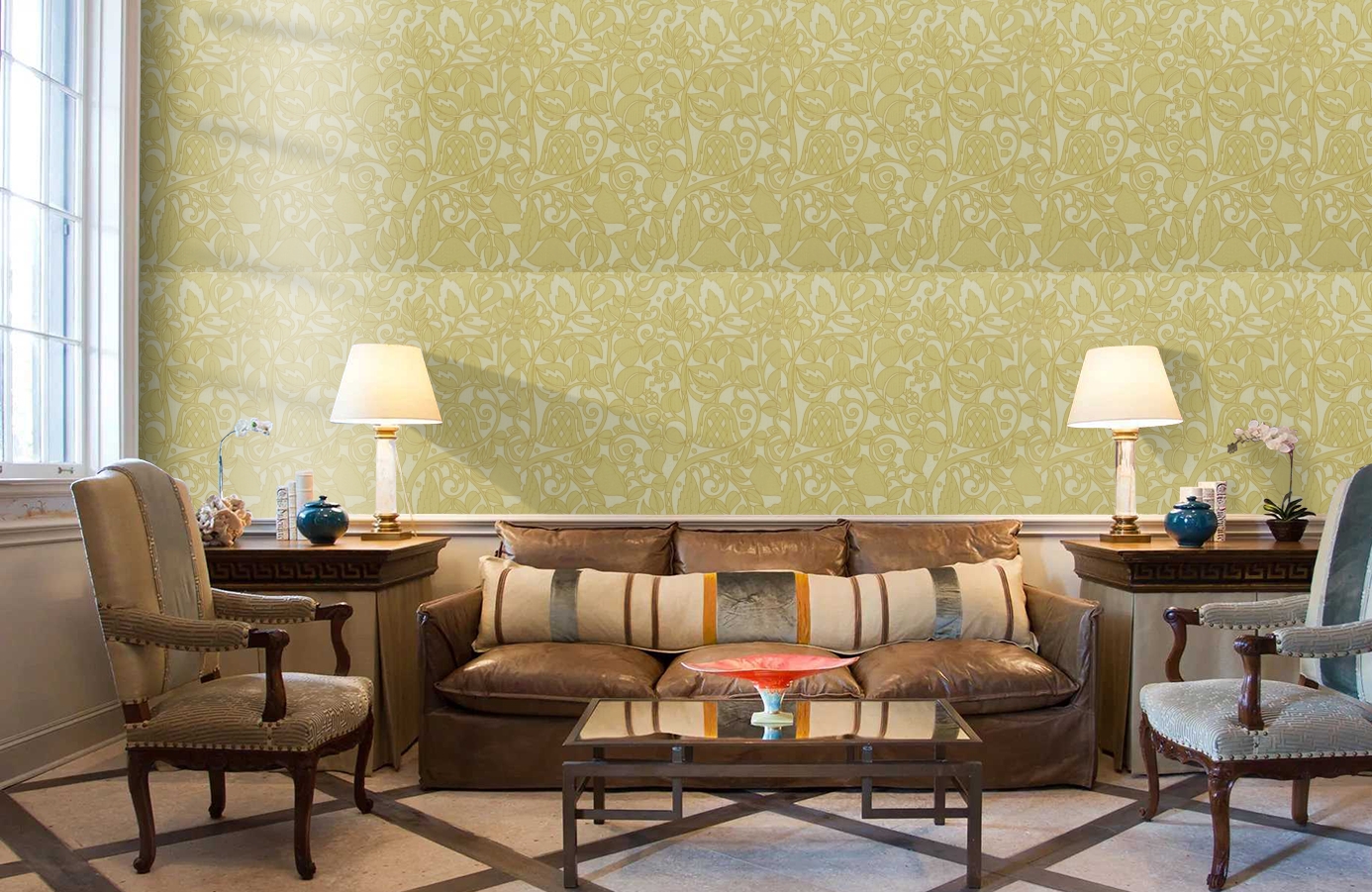 Обои 9730Y1 фото в интерьере кабинета