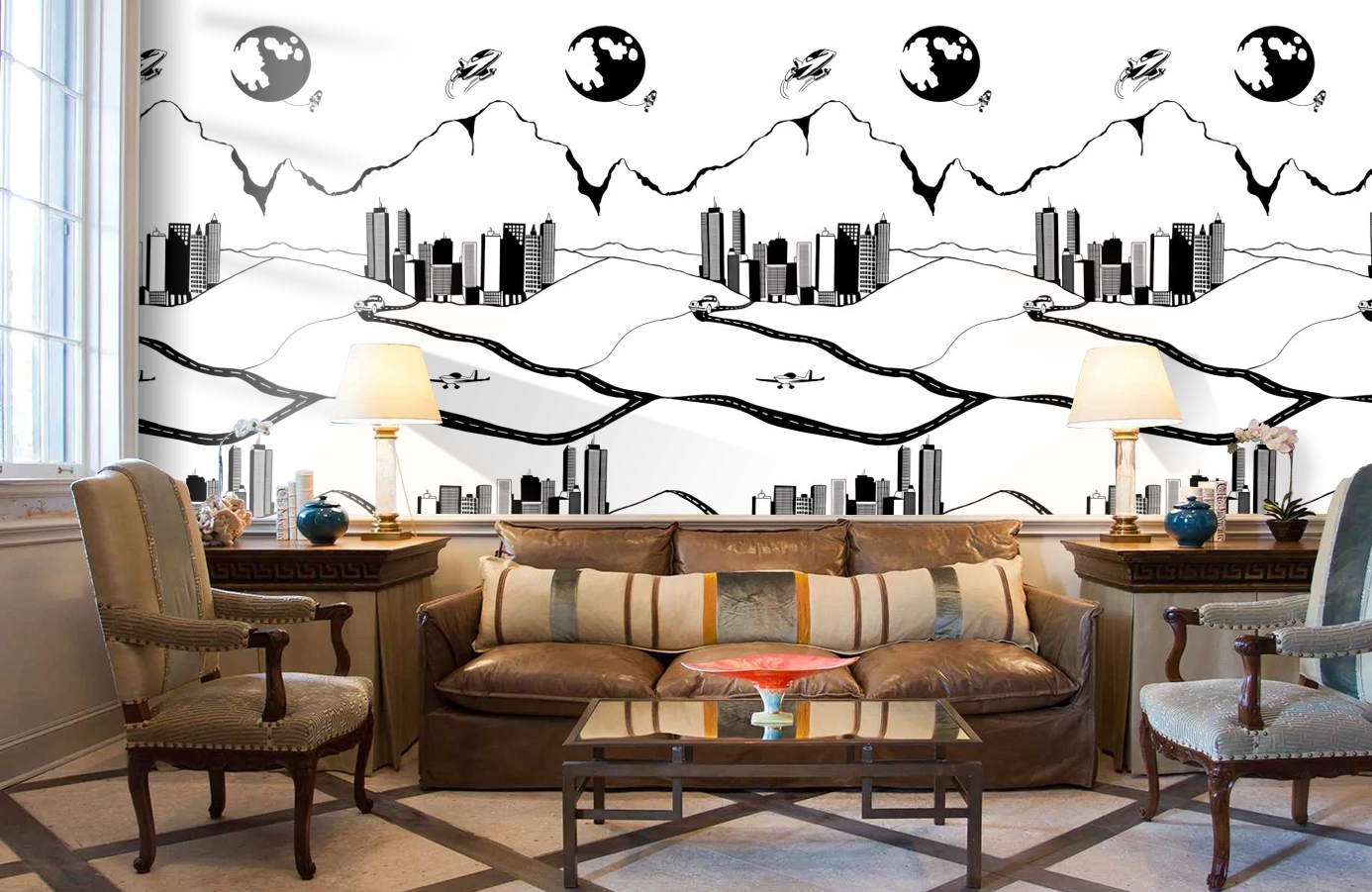 Обои P120901-2 фото в интерьере кабинета