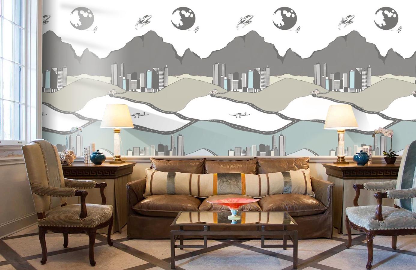 Обои P120904-2 фото в интерьере кабинета