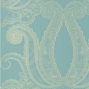 английские премиум обои бирюзовые в комнату Clarke&Clarke Floribunda W0039-01 На фото английские премиум обои бирюзовые в комнату Clarke&Clarke Floribunda W0039-01