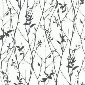 обои белые Eco с деревьями Black and White 6060 На фото обои белые Eco с деревьями Black and White 6060