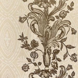 элитные бумажные обои капучино с цветами  Zoffany Chantemerle CHP01002 На фото элитные бумажные обои капучино с цветами  Zoffany Chantemerle CHP01002