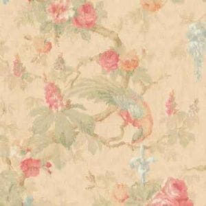 премиум бумажные обои бежевые с птицами в стиле прованс KT-Exclusive Watercolor Florals MF21101 На фото премиум бумажные обои бежевые с птицами в стиле прованс KT-Exclusive Watercolor Florals MF21101