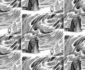 обои черные Sandudd с абстракцией Moomin 5356-1 На фото обои черные Sandudd с абстракцией Moomin 5356-1