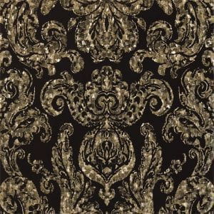 бумажные обои в спальню с дамаском Zoffany Quartz ZQUA310988 На фото бумажные обои в спальню с дамаском Zoffany Quartz ZQUA310988