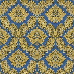 виниловые обои на флизелиновой основе синие в комнату Design ID с дамаском Bali BL 1001-5 На фото виниловые обои на флизелиновой основе синие в комнату Design ID с дамаском Bali BL 1001-5
