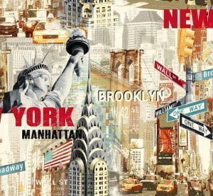 испанские бумажные обои в комнату Vilber с текстом Great Cities W15 0042 W01 На фото испанские бумажные обои в комнату Vilber с текстом Great Cities W15 0042 W01