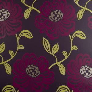 флизелиновые полностью обои венге в гостиную с цветами  Clarke&Clarke Viva W0012-02 На фото флизелиновые полностью обои венге в гостиную с цветами  Clarke&Clarke Viva W0012-02