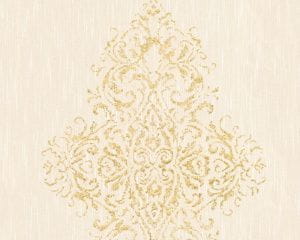 немецкие элитные текстильные обои желтые в гостиную с орнаментом AS-Creation Luxury Wallpaper 31945-2 На фото немецкие элитные текстильные обои желтые в гостиную с орнаментом AS-Creation Luxury Wallpaper 31945-2