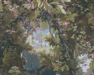 виниловые обои зеленые в комнату AS-Creation с деревьями стиле жуи History of art 37652-2 На фото виниловые обои зеленые в комнату AS-Creation с деревьями стиле жуи History of art 37652-2