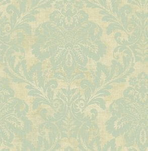 премиум бумажные обои светло-зеленые в комнату Seabrook с дамаском Damask Folio DF30008 На фото премиум бумажные обои светло-зеленые в комнату Seabrook с дамаском Damask Folio DF30008