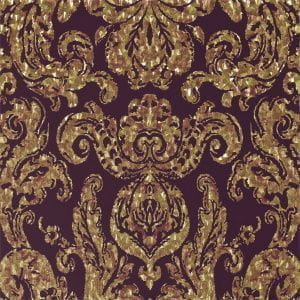 бумажные обои в спальню с дамаском Zoffany Quartz ZQUA310989 На фото бумажные обои в спальню с дамаском Zoffany Quartz ZQUA310989