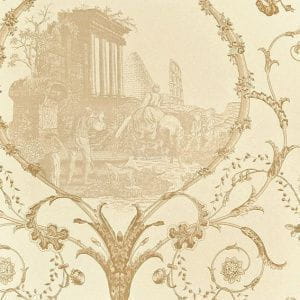 бумажные обои бежевые Zoffany с орнаментом Chantemerle CHP06001 На фото бумажные обои бежевые Zoffany с орнаментом Chantemerle CHP06001