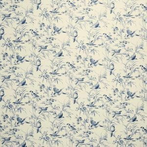 американские премиум обои желтые Fabricut с птицами French general Aviary Toile Indigo Fabri На фото американские премиум обои желтые Fabricut с птицами French general Aviary Toile Indigo Fabri