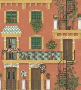 элитные флизелиновые полностью обои красные в комнату Cole Son Seville 117-4011 На фото элитные флизелиновые полностью обои красные в комнату Cole Son Seville 117-4011