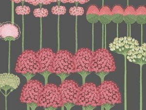 шведские флизелиновые полностью обои коричневые в гостиную Cole Son с цветами  Botanical Botanica 115/12037 На фото шведские флизелиновые полностью обои коричневые в гостиную Cole Son с цветами  Botanical Botanica 115/12037