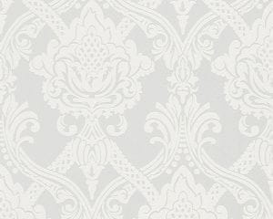 немецкие виниловые обои серые в гостиную с дамаском классическом стиле AS-Creation Black White 3 554932 На фото немецкие виниловые обои серые в гостиную с дамаском классическом стиле AS-Creation Black White 3 554932