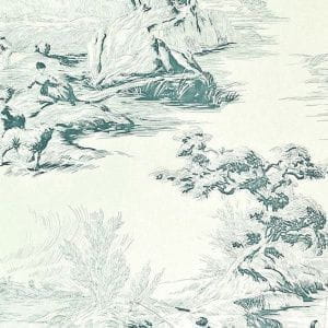 английские обои зеленые Zoffany с абстракцией в стиле жуи Chantemerle CHP05002 На фото английские обои зеленые Zoffany с абстракцией в стиле жуи Chantemerle CHP05002