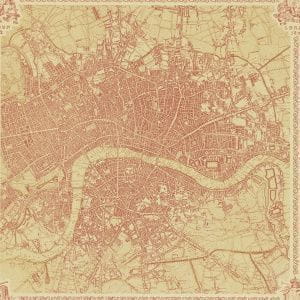 бумажные обои желтые Zoffany с картами и городами Intaglio ZINW310078 На фото бумажные обои желтые Zoffany с картами и городами Intaglio ZINW310078