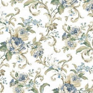 американские бумажные обои белые York с цветами  Luminous Lavender ED3202 На фото американские бумажные обои белые York с цветами  Luminous Lavender ED3202