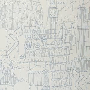 премиум обои серые с картами и городами Clarke&Clarke Oxford W0015-03 На фото премиум обои серые с картами и городами Clarke&Clarke Oxford W0015-03