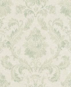 немецкие виниловые обои светло-зеленые в спальню с дамаском Rasch Pure Living 602623 На фото немецкие виниловые обои светло-зеленые в спальню с дамаском Rasch Pure Living 602623