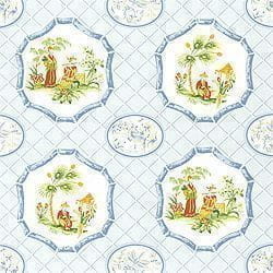 ткань обои голубые Thibaut Sweet Life 839-F-96132 На фото ткань обои голубые Thibaut Sweet Life 839-F-96132