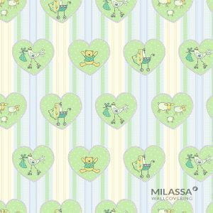 премиум обои светло-зеленые детские с полосой Milassa Twins 3 005 На фото премиум обои светло-зеленые детские с полосой Milassa Twins 3 005