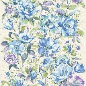 виниловые обои на флизелиновой основе голубые в гостиную GranDeco с цветами  Fiore FO3004 На фото виниловые обои на флизелиновой основе голубые в гостиную GranDeco с цветами  Fiore FO3004