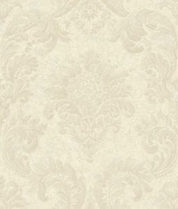 американские бумажные обои белые в комнату с дамаском York Allure RL9501 На фото американские бумажные обои белые в комнату с дамаском York Allure RL9501