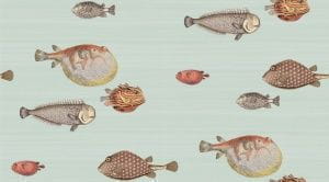 английские обои голубые Cole Son Fornasetti 97-10030 На фото английские обои голубые Cole Son Fornasetti 97-10030