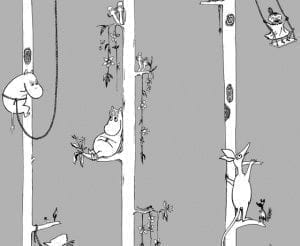 финские обои серые детские с абстракцией в скандинавском стиле Sandudd Moomin 5351-1 На фото финские обои серые детские с абстракцией в скандинавском стиле Sandudd Moomin 5351-1