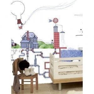 испанские обои белые Tres Tintas Kids Once upon a time M1003-3 На фото испанские обои белые Tres Tintas Kids Once upon a time M1003-3